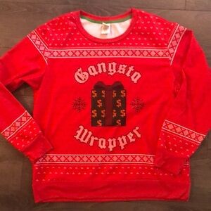 Ugly Christmas Sweater Red Gangsta Wrapper Shirt